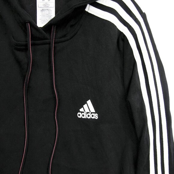 Adidas Hoodie Black Hooded Pouch Pocket Pullover Sweater Jacket Women's Small S - Picture 4 of 8